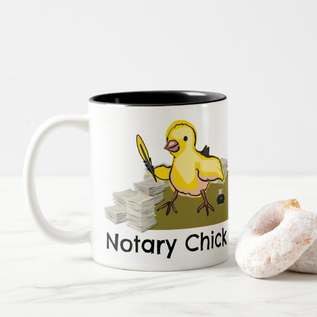 Tasse 2 Couleurs Queue et documents en cuir jaune nain (Avec donut)