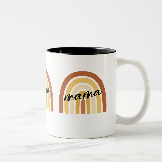 Tasse 2 Couleurs Rainbow Heart Boho Doodle Mug. (Droit)