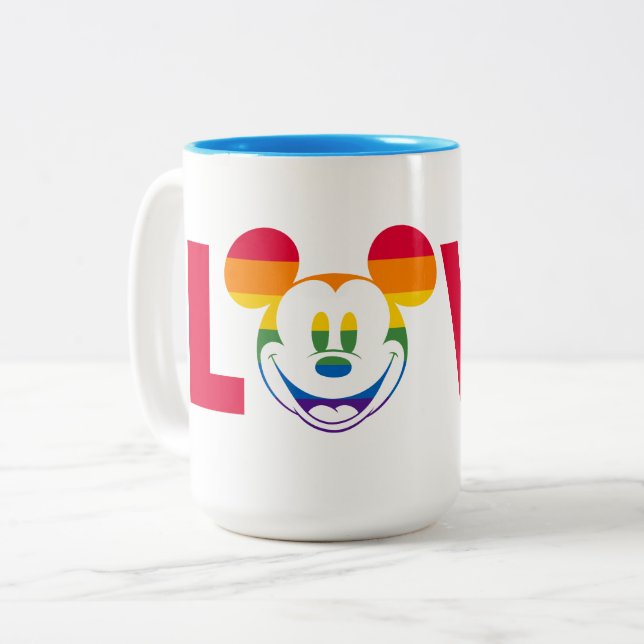 Tasse 2 Couleurs Rainbow Mickey LOVE (Devant gauche)