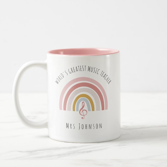 Tasse 2 Couleurs Rainbow Music Enseignant Custom Merci Cadeau (Gauche)