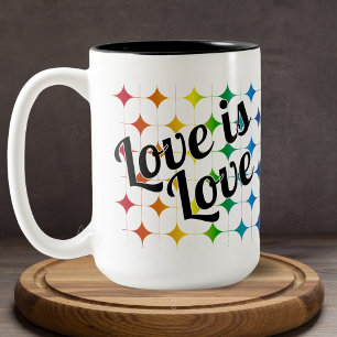 Tasse 2 Couleurs Rainbow Sparkle Love is Love Gay pride Phrase