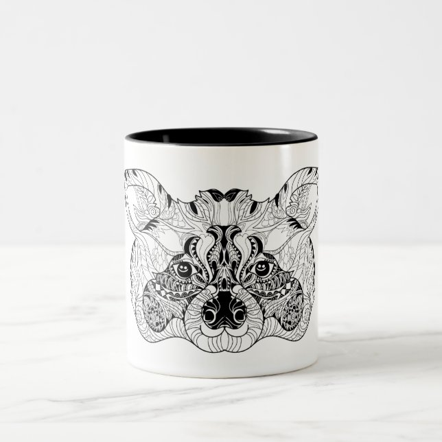 Tasse 2 Couleurs Raton laveur inspiré (Centre)