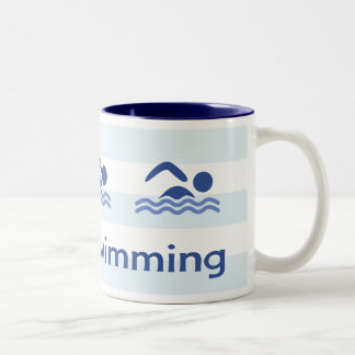 Tasse 2 Couleurs Rayures bleues de hashtag de natation d'amour
