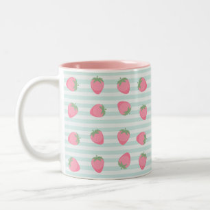 Tasse 2 Couleurs Rayures de fraises roses