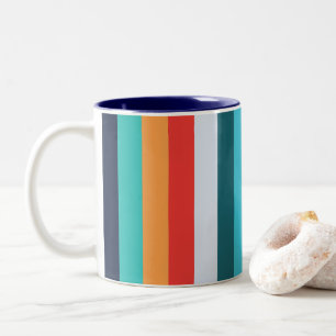 Tasse 2 Couleurs Rayures Rétro Verticales Colorées