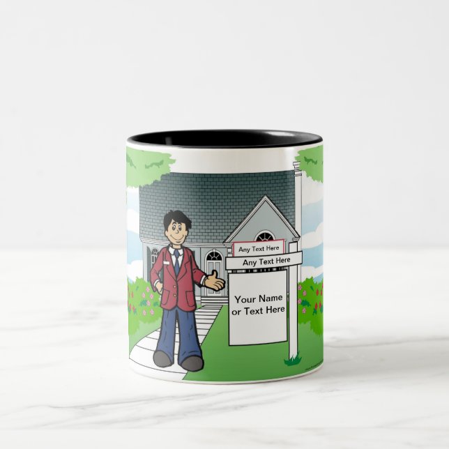 Tasse 2 Couleurs Realtor personnalisé - Dessin masculin (Centre)