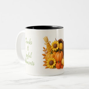 Tasse 2 Couleurs Récolte d'automne - Merci et moments joyeux