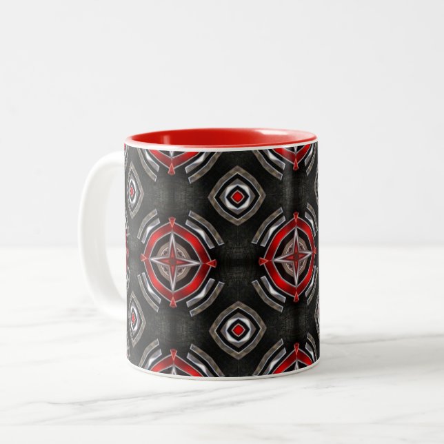 Tasse 2 Couleurs Red and Black Geometric Pattern (Devant gauche)