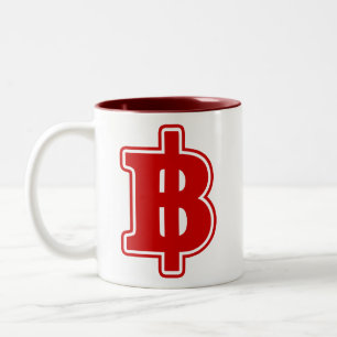 Tasse 2 Couleurs RED BAHT SIGNER ฿ Thai Money Devise ฿