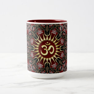 Tasse 2 Couleurs Red Black Gold OM Courage Énergie Mandala