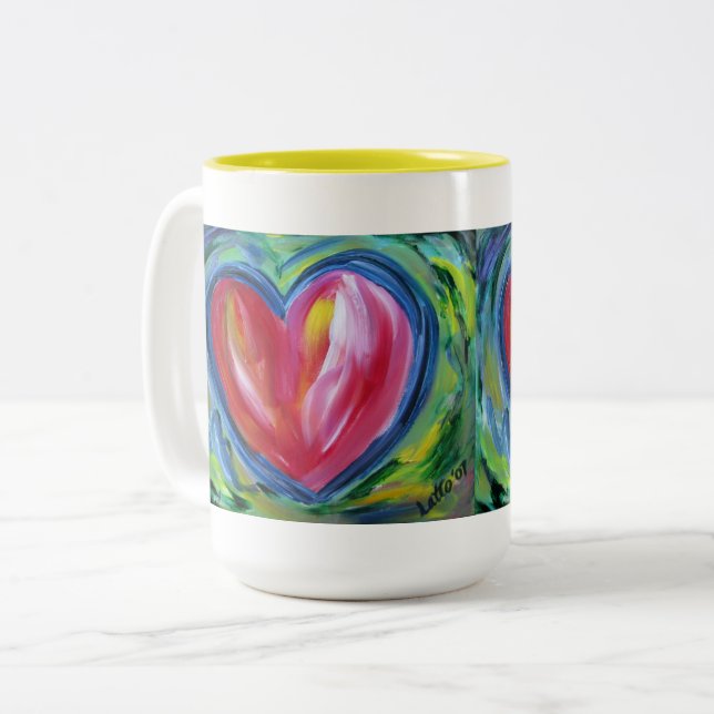 Tasse 2 Couleurs Red Heart avec Hope Art Cups café personnalisé (Devant gauche)