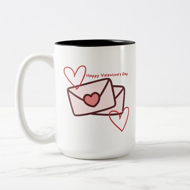 Tasse 2 Couleurs Red Hearth Happy Valentine's Day (Gauche)