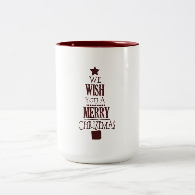Tasse 2 Couleurs Red Joyeux Noël Arbre Souhait (Centre)