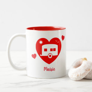 Tasse 2 Couleurs Red Motorhome et propriétaire de caravane Love Hea