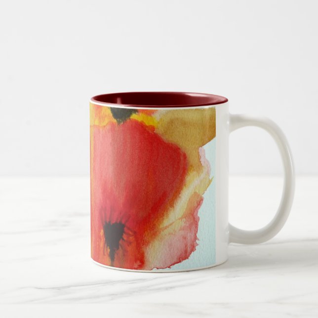 Tasse 2 Couleurs Red Poppies aquarelle art floral moderne (Droit)
