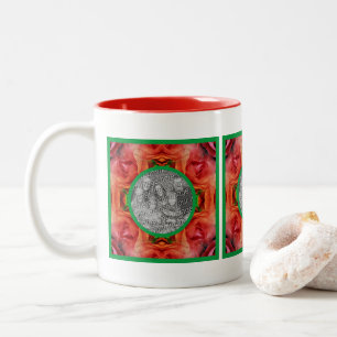 Tasse 2 Couleurs Red Rose Floral Nature Frame Ajouter Votre Photo