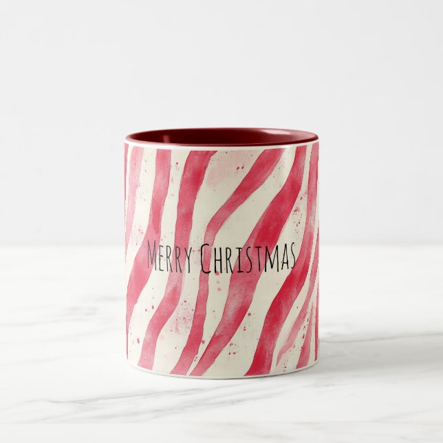 Tasse 2 Couleurs Red White Candy Cane Stripes Christmas (Centre)