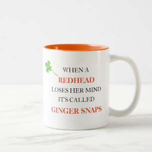 Tasse 2 Couleurs Redhead perd l'esprit Ginger Snaps Shamrock drôle