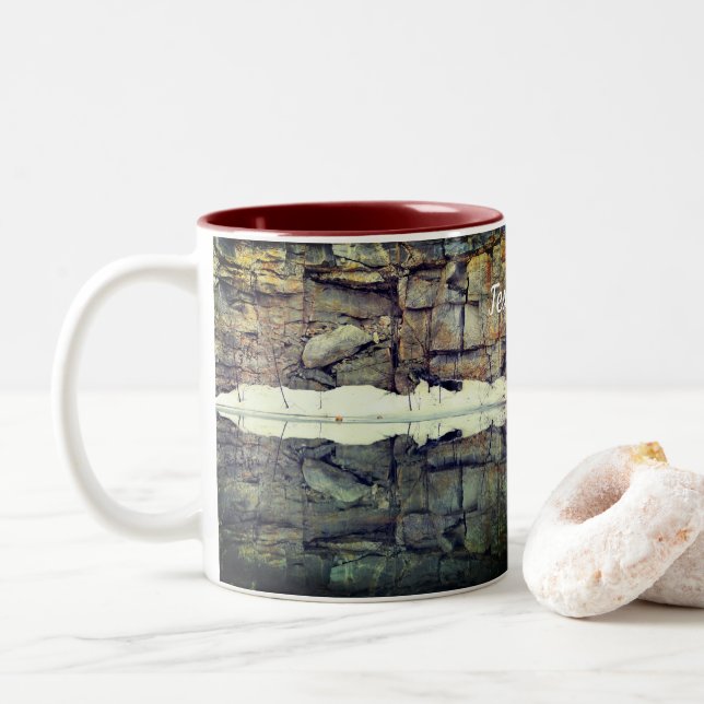 Tasse 2 Couleurs Réflexions de roches de granit Nature Personnalisé (Avec donut)