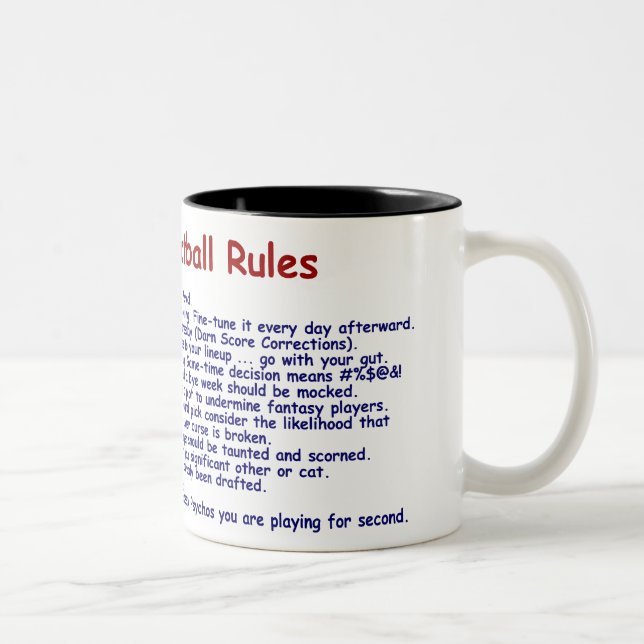 Tasse 2 Couleurs Règles du football d'imaginaire (Droit)