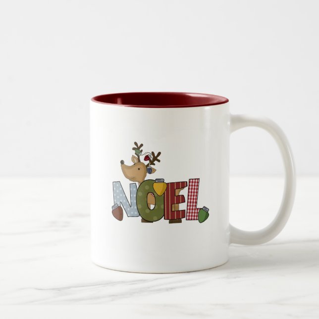 Tasse 2 Couleurs Reindeer Noel Tshirts et cadeaux de vacances (Droit)
