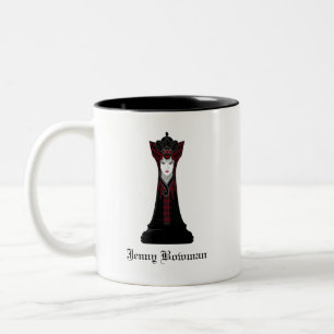 Tasse 2 Couleurs Reine des échecs noirs / Nom personnalisé