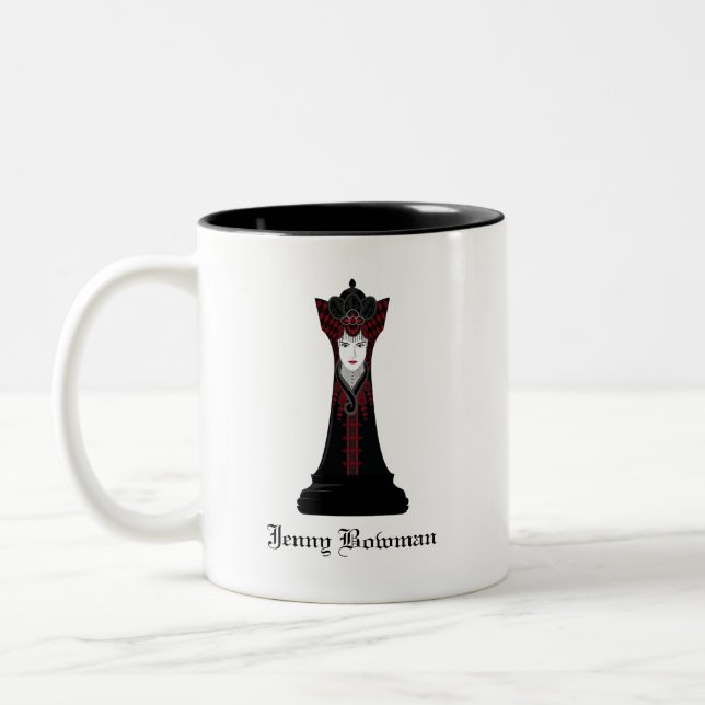 Tasse 2 Couleurs Reine des échecs noirs / Nom personnalisé (Gauche)