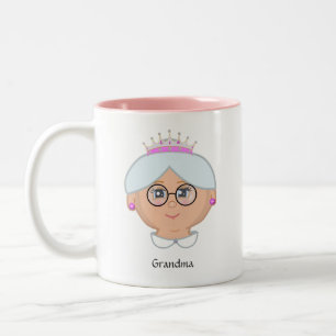 Tasse 2 Couleurs Reine grand-mère, maman, tante, enseignant et coeu
