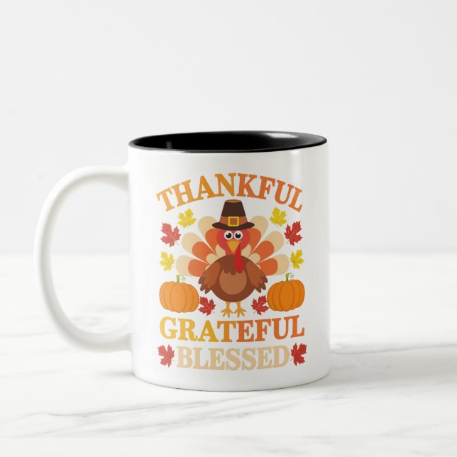 Tasse 2 Couleurs Remerciements à la Turquie béni Thanksgiving (Gauche)
