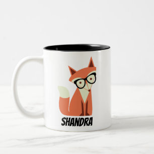 Tasse 2 Couleurs Renard Hipster Cartoon Avec Lunettes, Nom