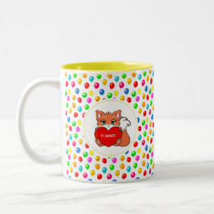 Tasse 2 Couleurs Renard mignon et ballons de fête multicolores