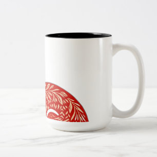 Tasse 2 Couleurs Renard nordique avec Motifs feuille