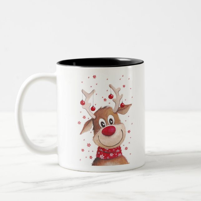 Tasse 2 Couleurs Renne de Noël (Gauche)