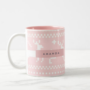 Tasse 2 Couleurs Renne Nordique Rose Pastel Personnalisé