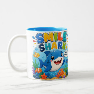 Tasse 2 Couleurs Requin Sourire | Design de Requin de Dessin Animé