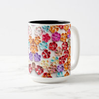 Ressort tissu cousu artisanal Fleurs Multicolor