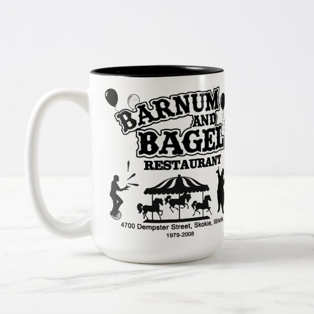 Tasse 2 Couleurs Restaurant Barnum and Bagel, Skokie, Illinois (Gauche)