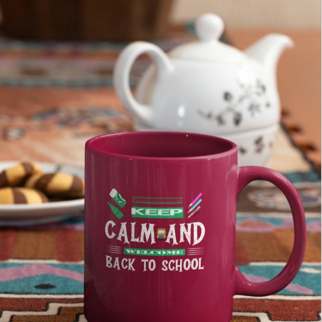 Tasse 2 Couleurs Restez calme et bienvenue à l'école (Créateur téléchargé)