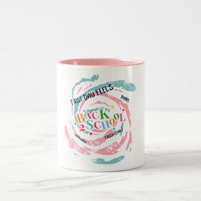 Tasse 2 Couleurs Retour 2 École Premier Jour Sens Livres Faits à la (Centre)