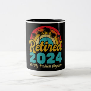 Tasse 2 Couleurs Retraité 2024 Pas mon problème Plus Retraite