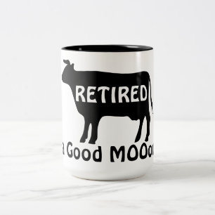 Tasse 2 Couleurs Retraité dans une bonne humeur vache drôle retrait