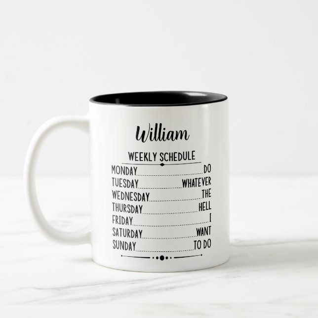 Tasse 2 Couleurs Retraite Horaire Hebdomadaire Avec Nom Personnalis (Gauche)