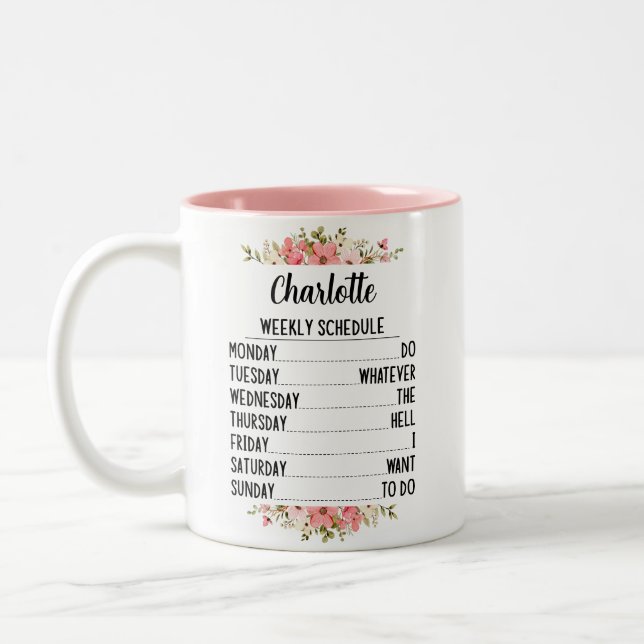 Tasse 2 Couleurs Retraite Horaire Hebdomadaire Avec Nom Personnalis (Gauche)