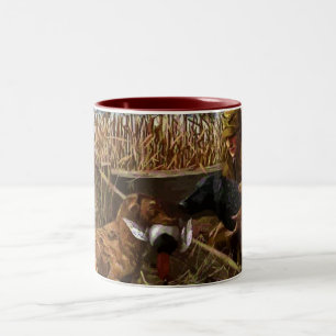 Tasse 2 Couleurs Retriers peints vintages et chasserie en céramique