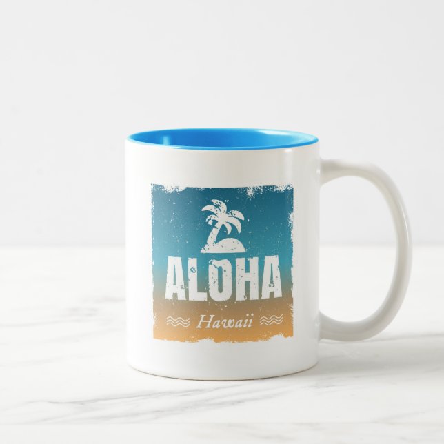 Tasse 2 Couleurs Rétro Aloha Hawaï (Droit)