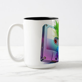 Tasse 2 Couleurs Retro Cassette Tape with Rainbow Color Splash Burs