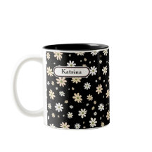 Retro Daisy Floral Pattern Boho Personnalisé Noir