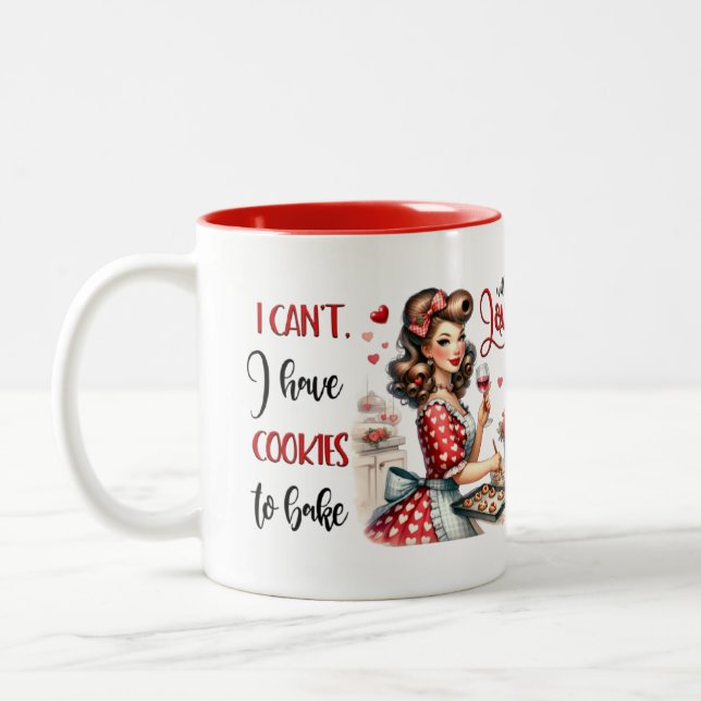 Tasse 2 Couleurs Retro Glam Girl Funny Sarcastic Citation de cuisin (Gauche)