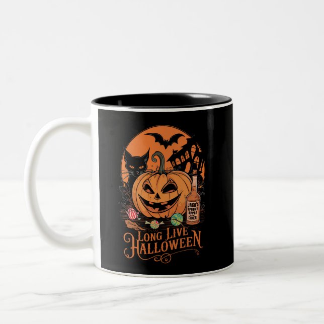 Tasse 2 Couleurs Retro Halloween Long Live Automne Éffrayante saiso (Gauche)