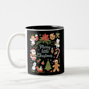 Tasse 2 Couleurs Retro Holiday Vintage Joyeux Petit Noël